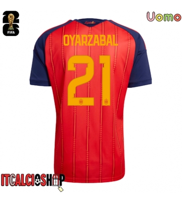 Spagna Mikel Oyarzabal #21 Prima Maglia Mondiali 2026 Manica Corta